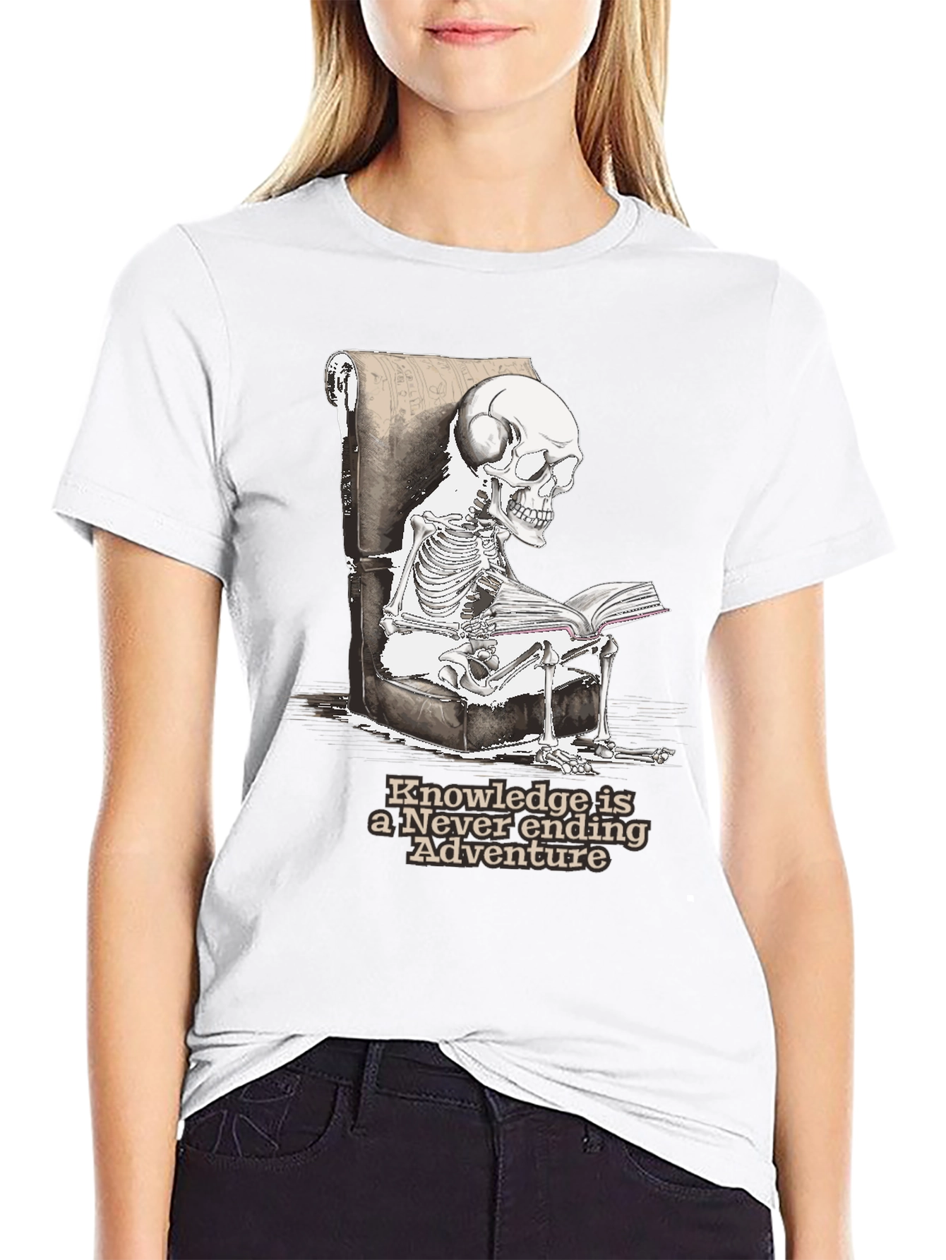 Skeleton Reading T-Shirt - Knowledge Adventure Tee