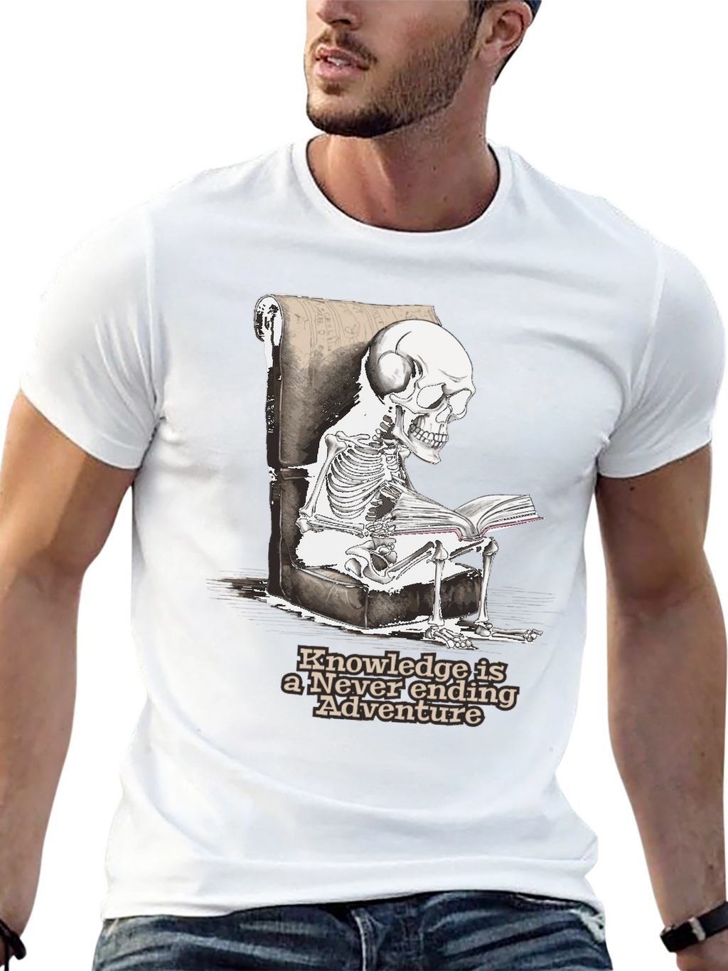 Skeleton Reading T-Shirt - Knowledge Adventure Tee