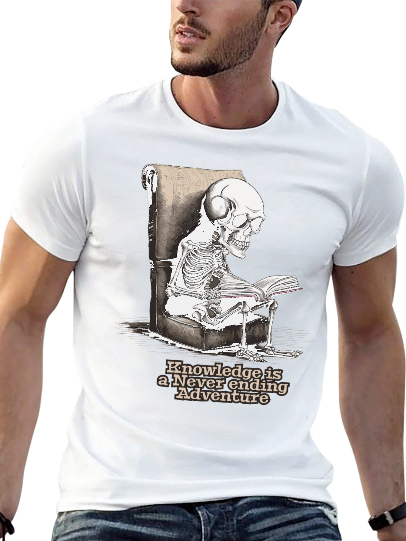 Skeleton Reading T-Shirt - Knowledge Adventure Tee