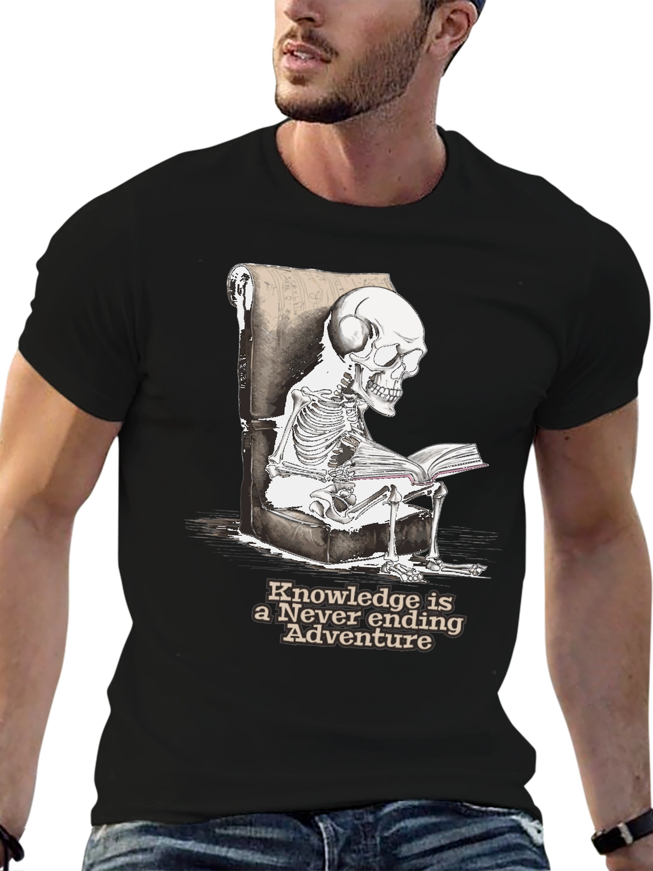 Skeleton Reading T-Shirt - Knowledge Adventure Tee