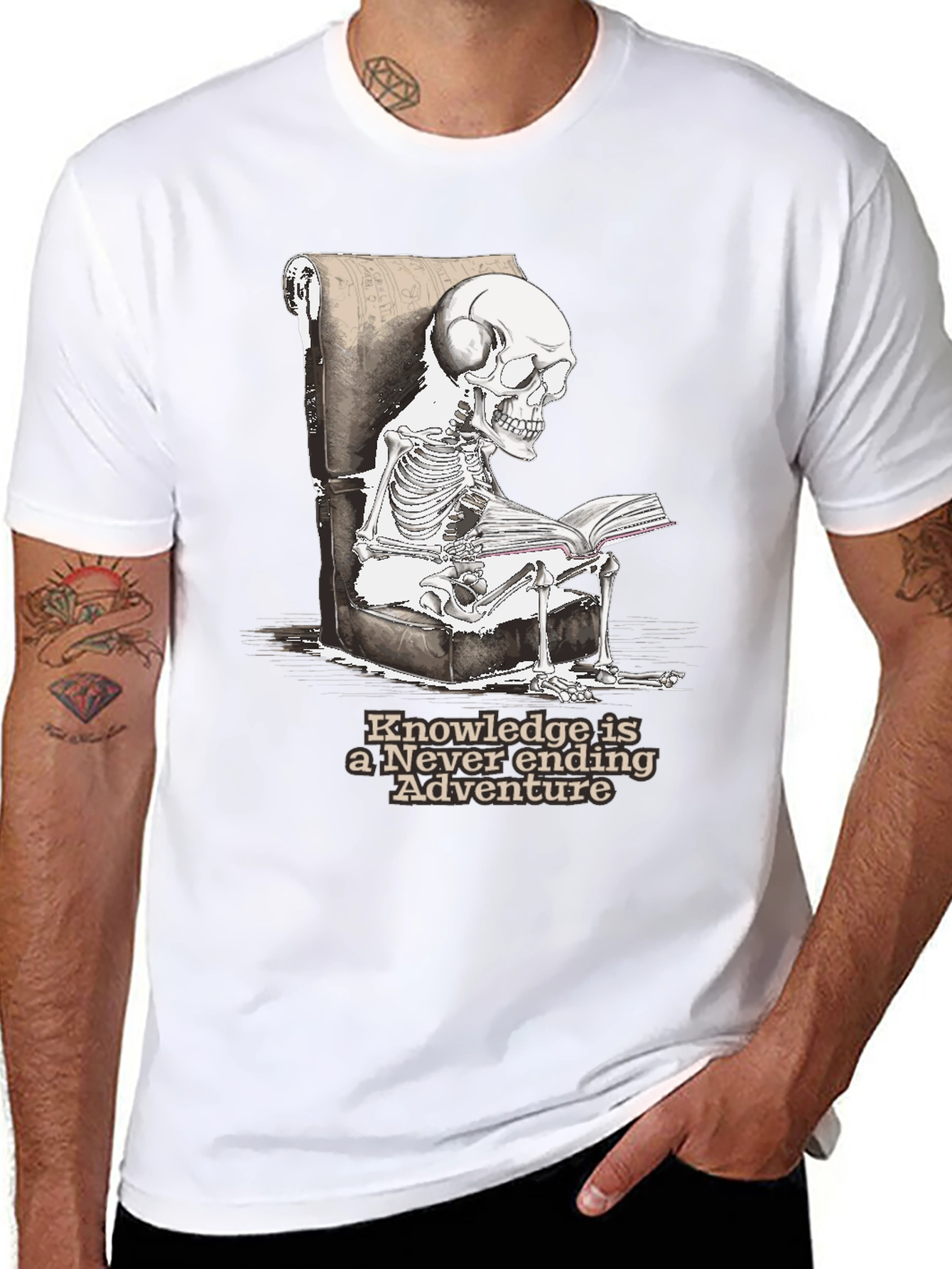 Skeleton Reading T-Shirt - Knowledge Adventure Tee
