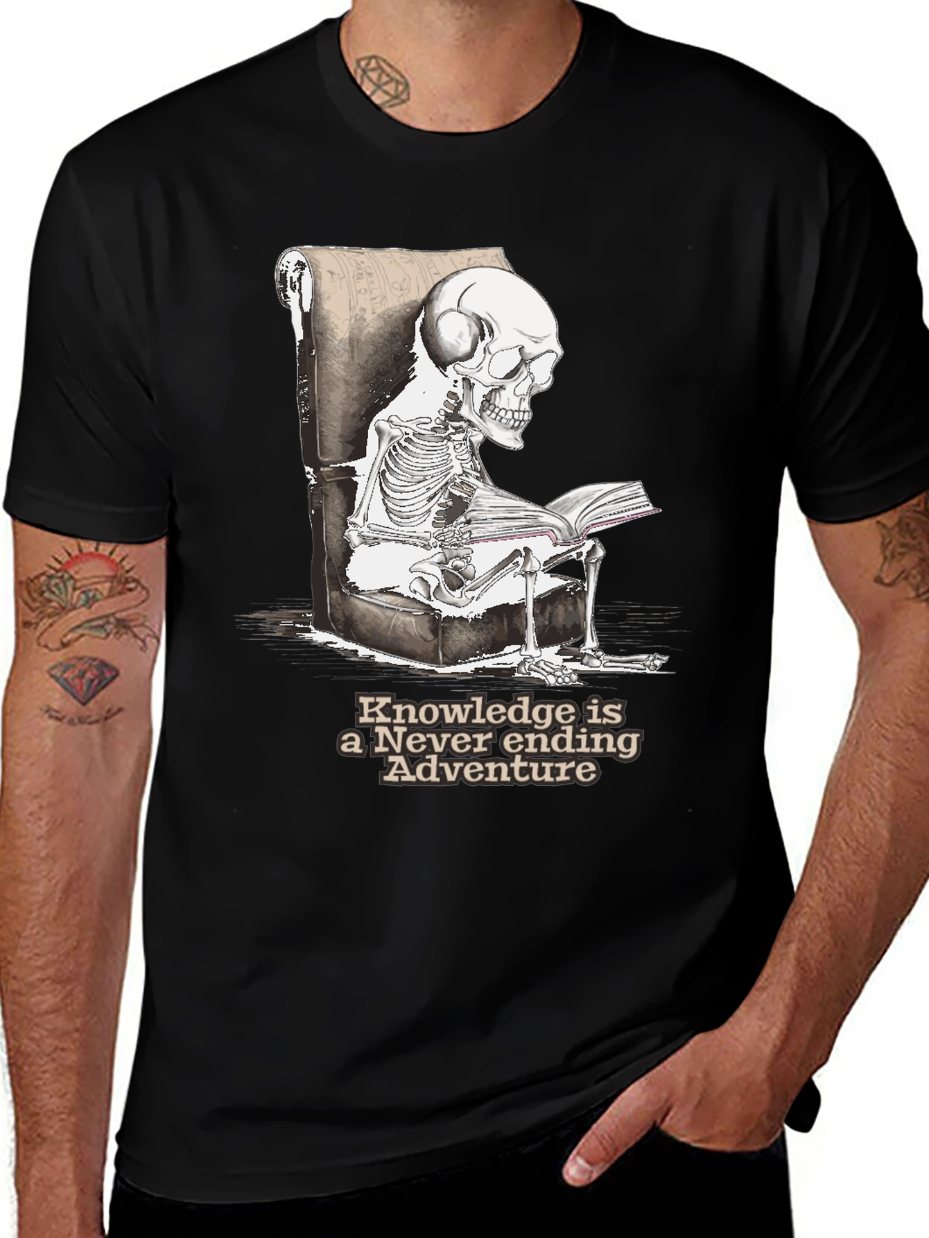 Skeleton Reading T-Shirt - Knowledge Adventure Tee