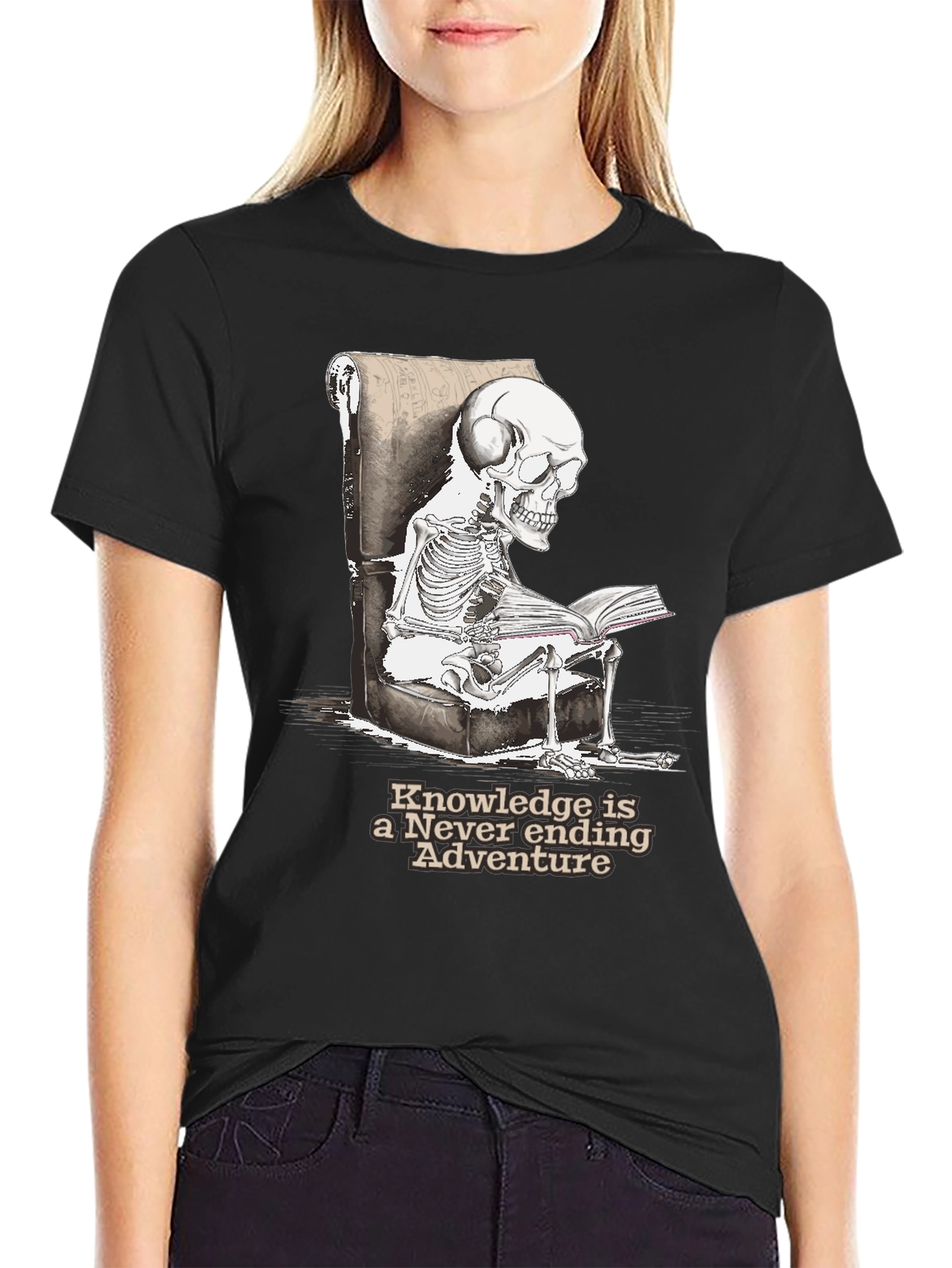 Skeleton Reading T-Shirt - Knowledge Adventure Tee