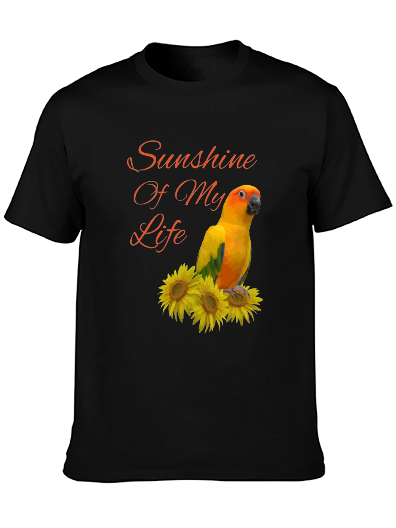 Sunshine Parrot Graphic Tee - Unisex Black T-Shirt