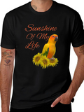 Sunshine Parrot Graphic Tee - Unisex Black T-Shirt