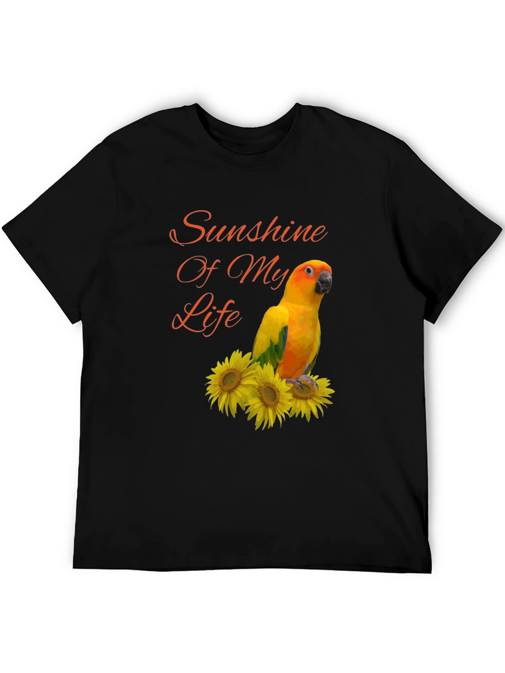 Sunshine Parrot Graphic Tee - Unisex Black T-Shirt