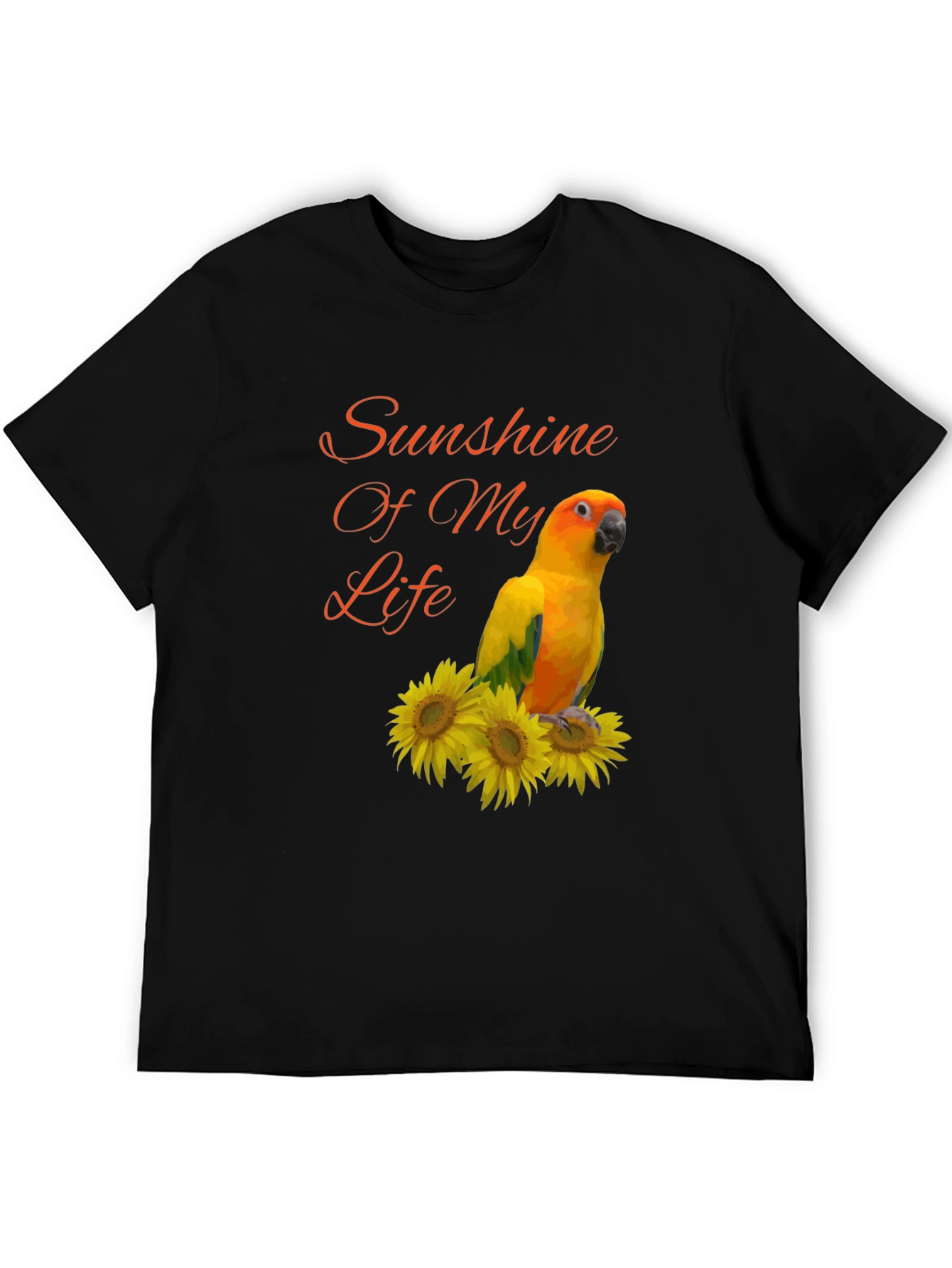 Sunshine Parrot Graphic Tee - Unisex Black T-Shirt