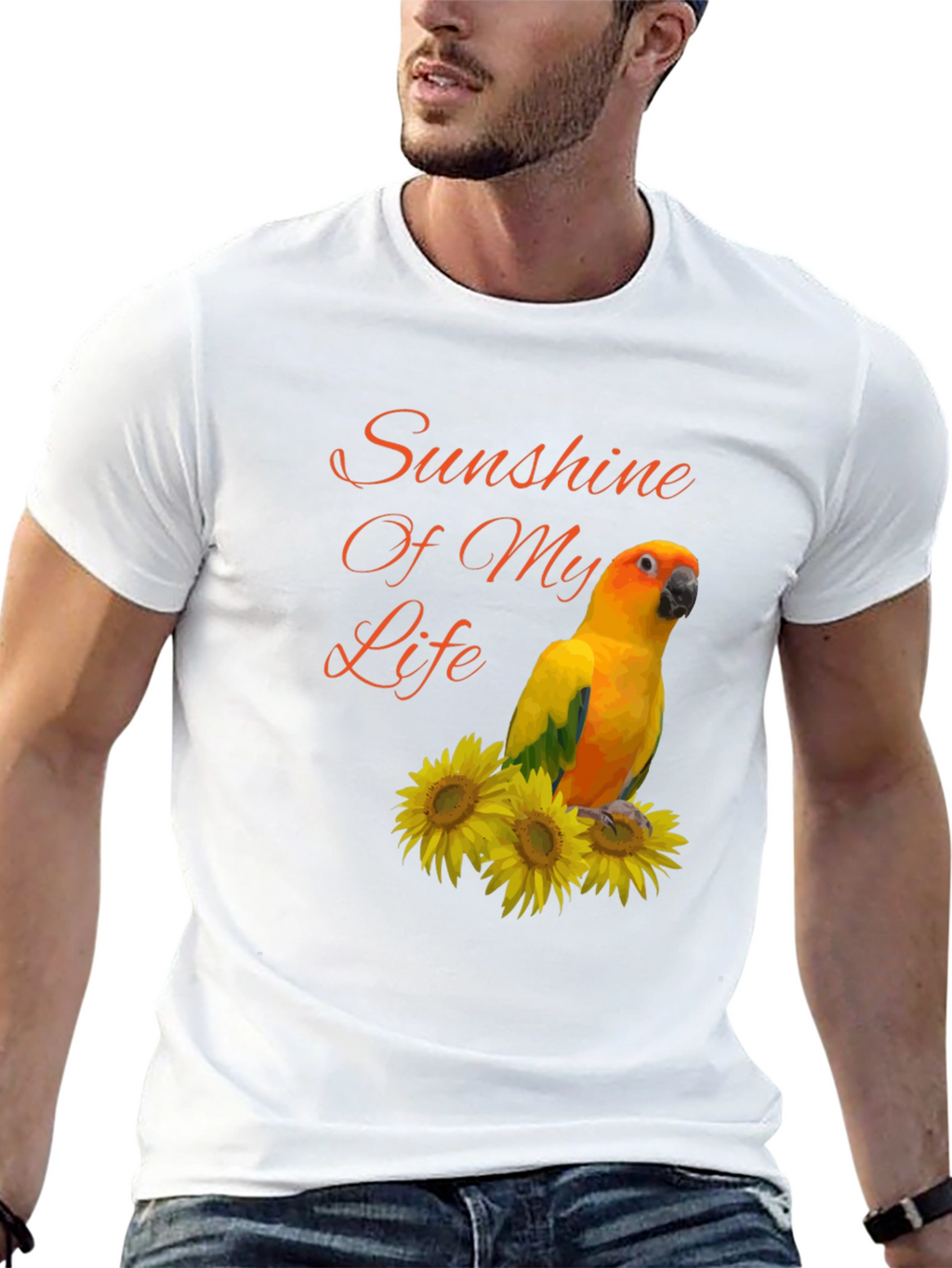 Sunshine Parrot Graphic Tee - Unisex Black T-Shirt