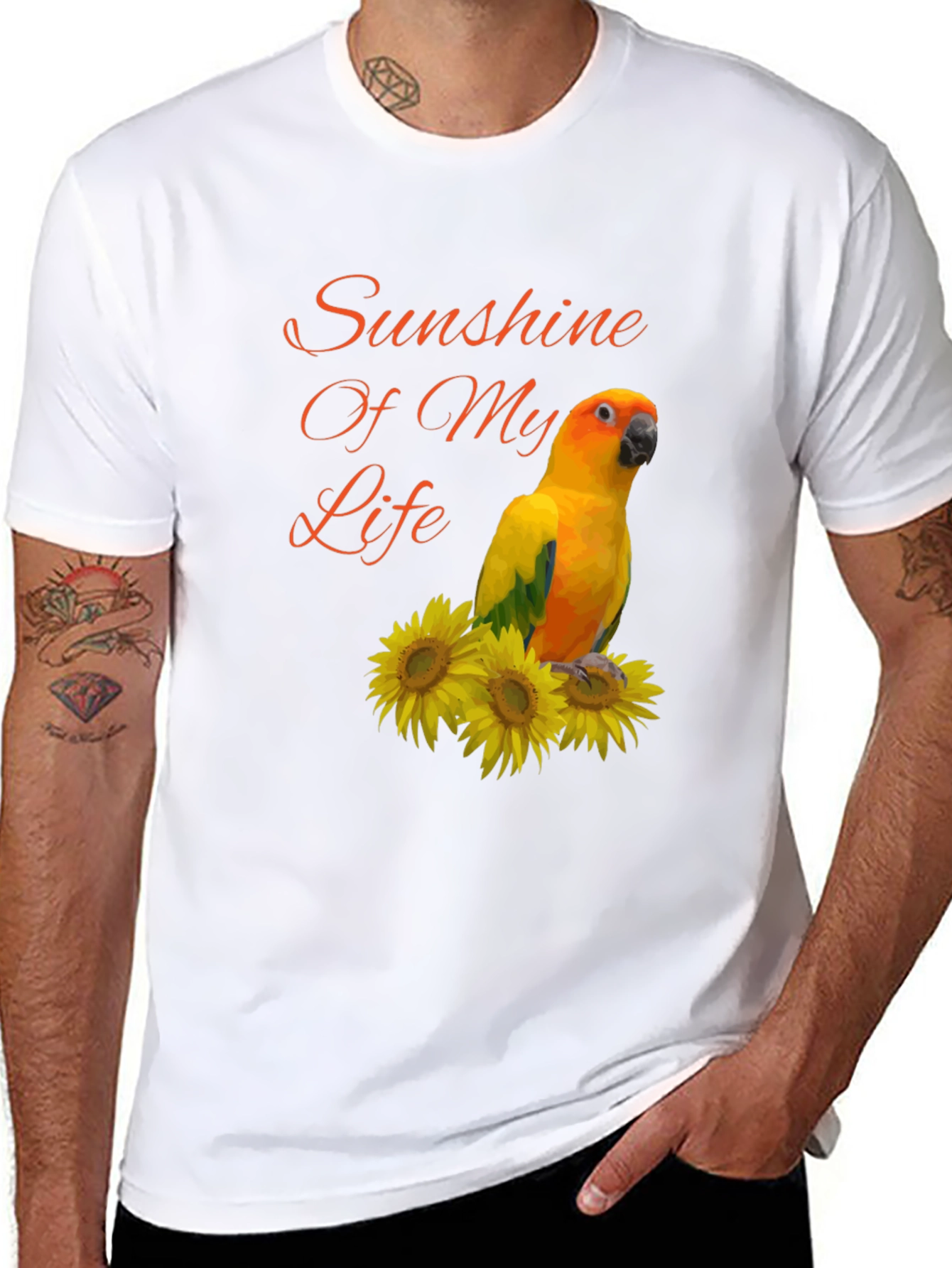 Sunshine Parrot Graphic Tee - Unisex Black T-Shirt