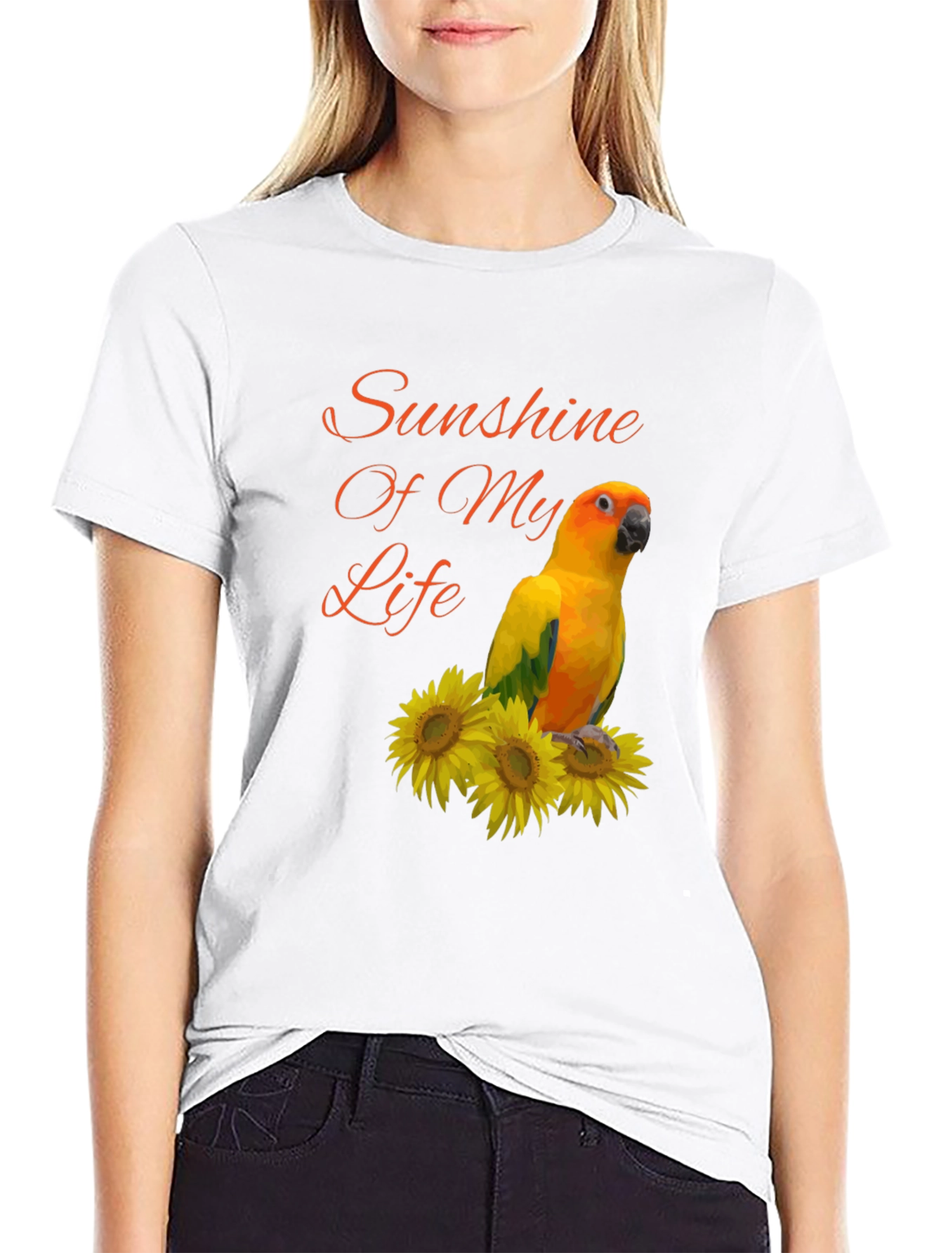 Sunshine Parrot Graphic Tee - Unisex Black T-Shirt