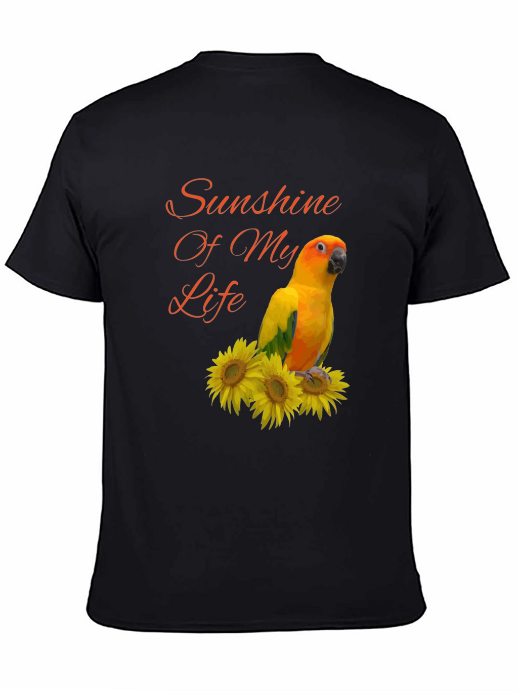 Sunshine Parrot Graphic Tee - Unisex Black T-Shirt