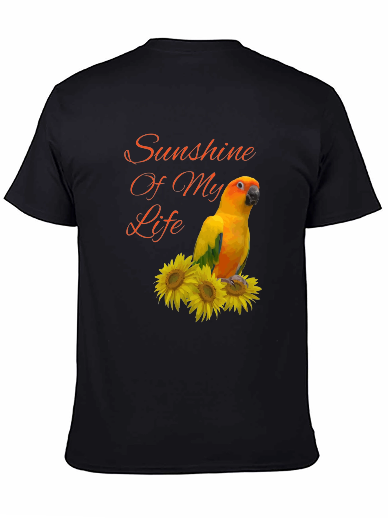 Sunshine Parrot Graphic Tee - Unisex Black T-Shirt