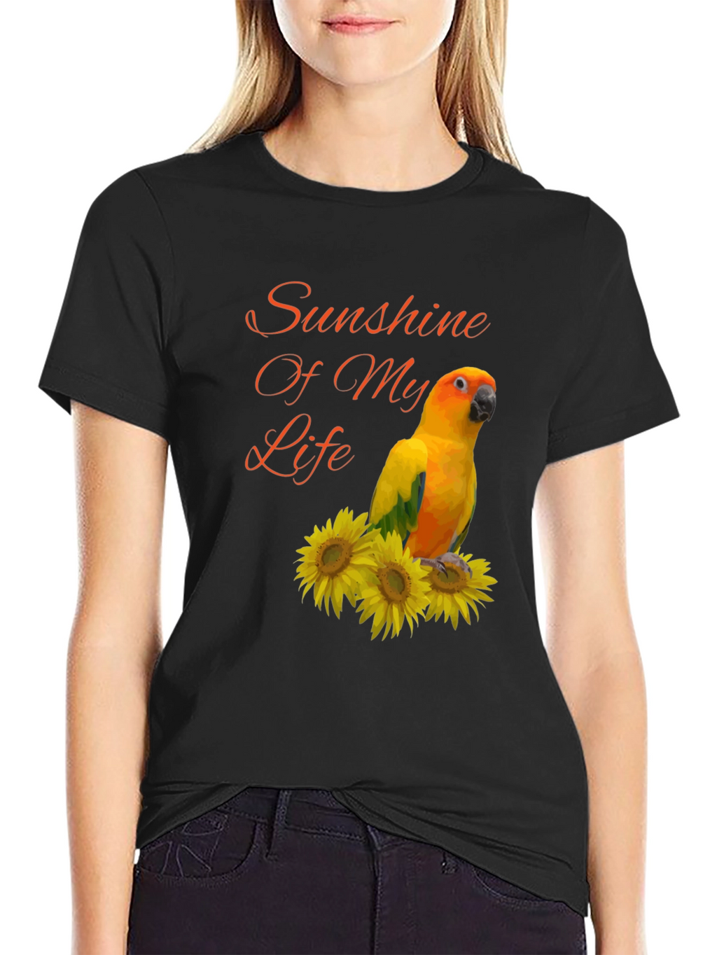 Sunshine Parrot Graphic Tee - Unisex Black T-Shirt