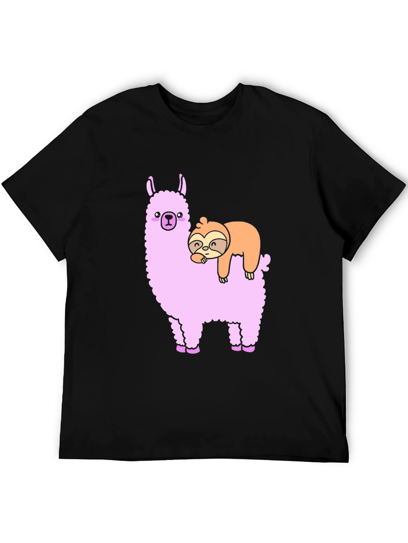 Llama Sloth Black T-Shirt