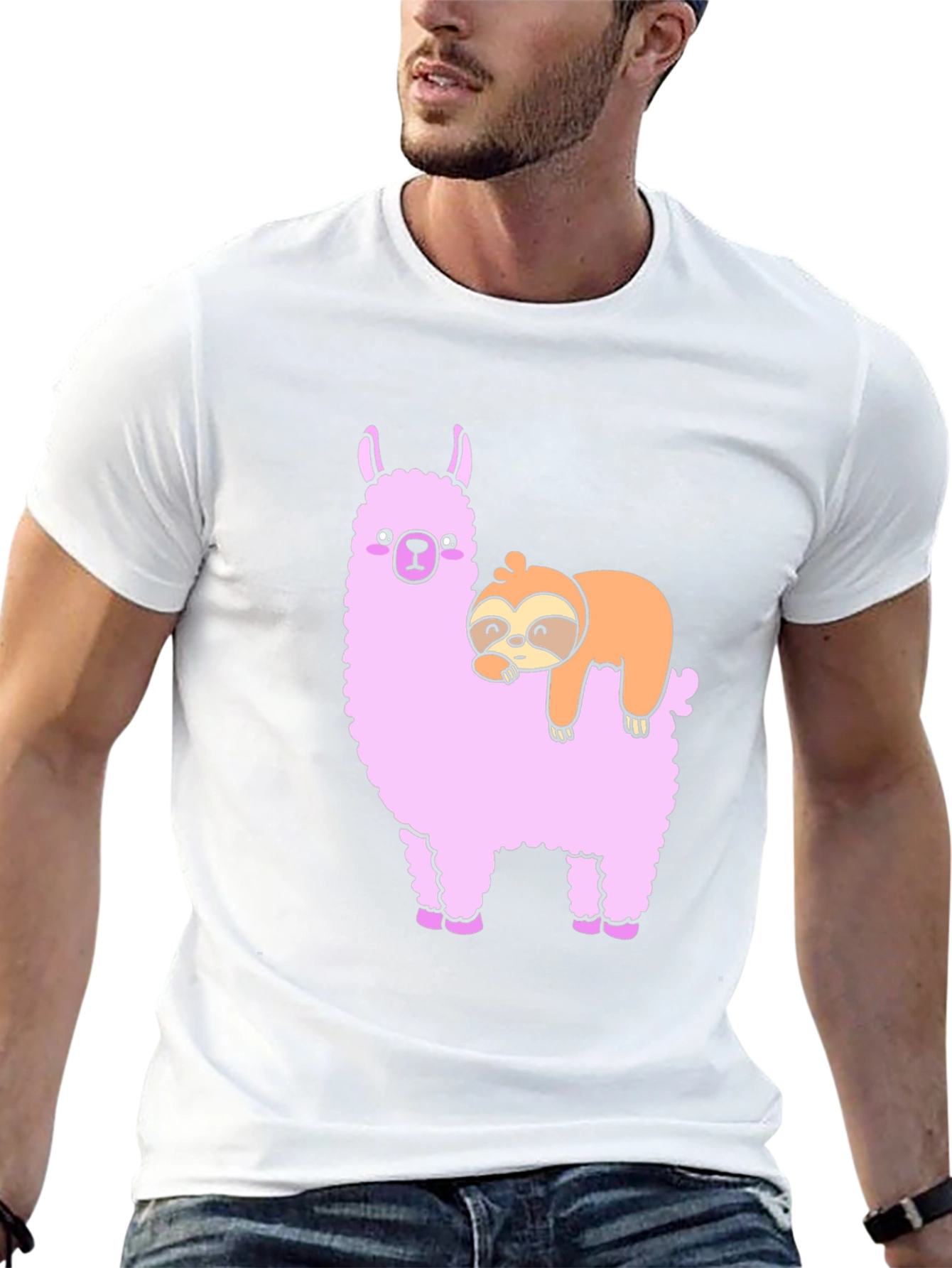 Llama Sloth Black T-Shirt