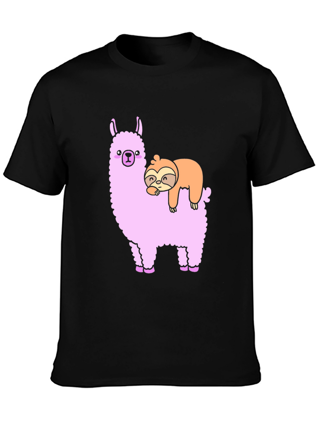 Llama Sloth Black T-Shirt