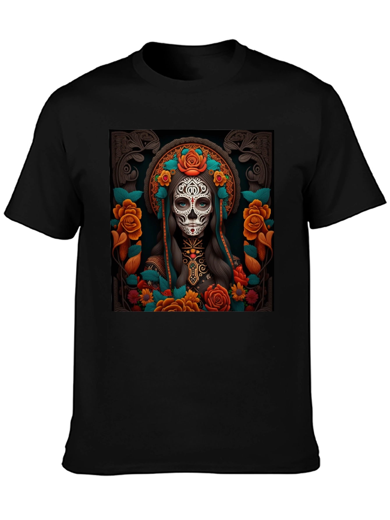 Day of the Dead T-Shirt - Sugar Skull Floral Design