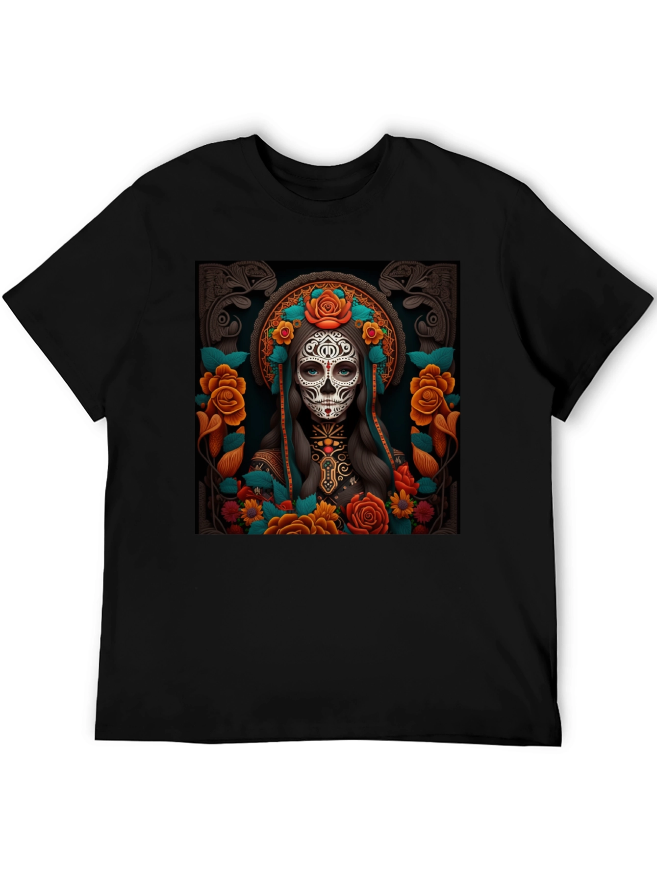 Day of the Dead T-Shirt - Sugar Skull Floral Design