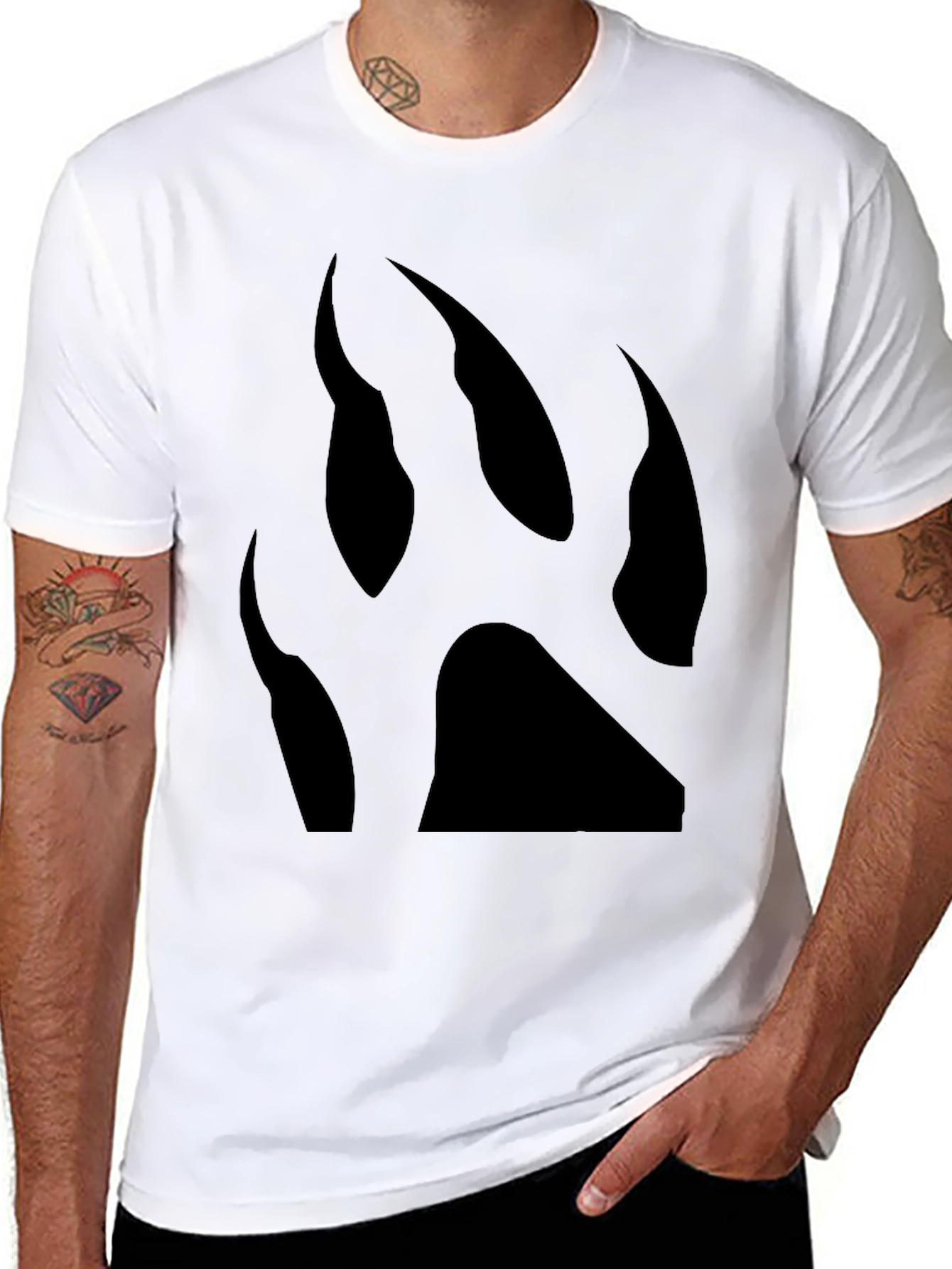 Black T-Shirt with Bear Claw Print