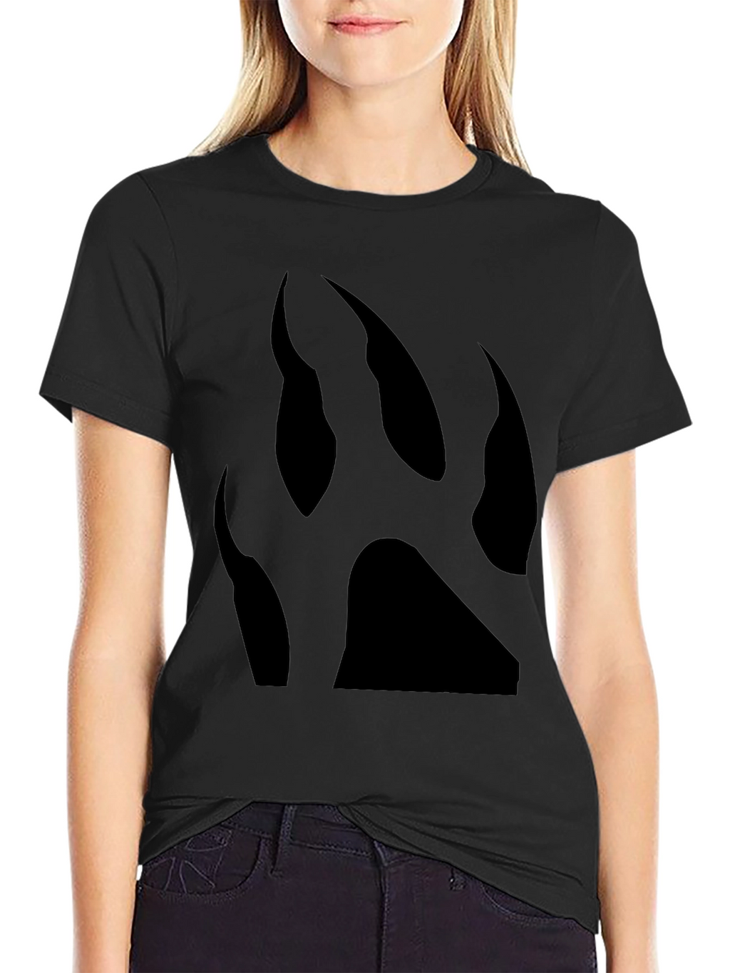 Black T-Shirt with Bear Claw Print