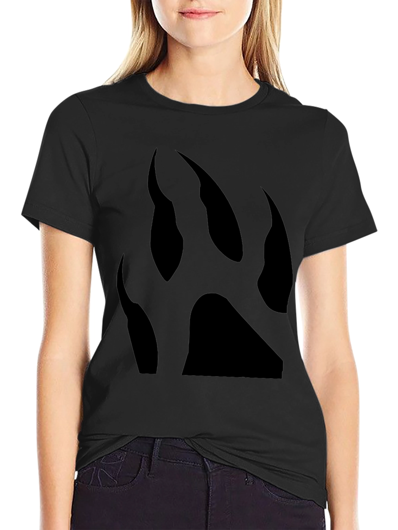 Black T-Shirt with Bear Claw Print
