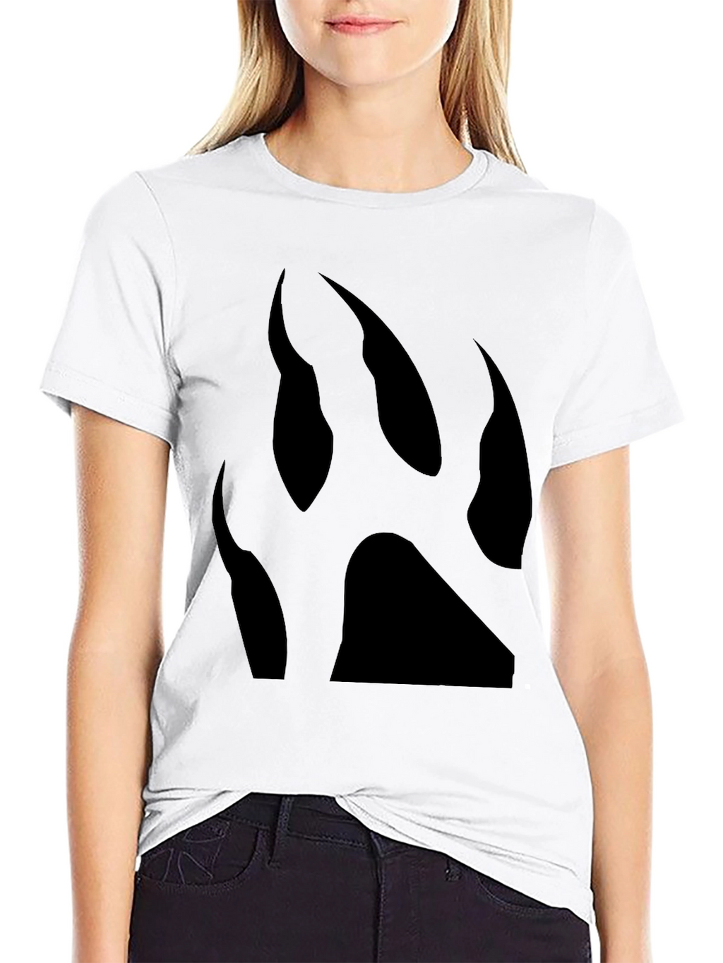 Black T-Shirt with Bear Claw Print