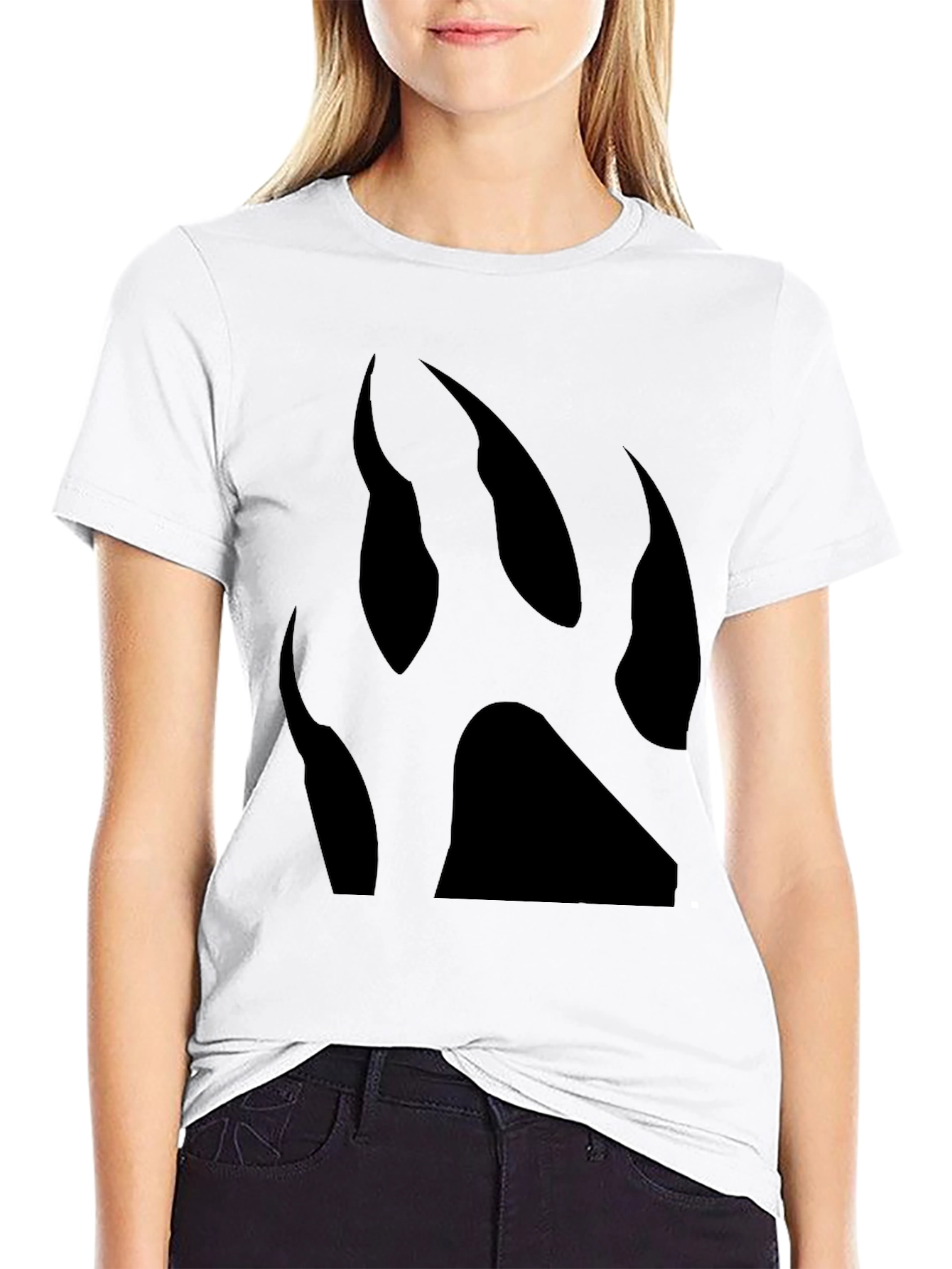 Black T-Shirt with Bear Claw Print