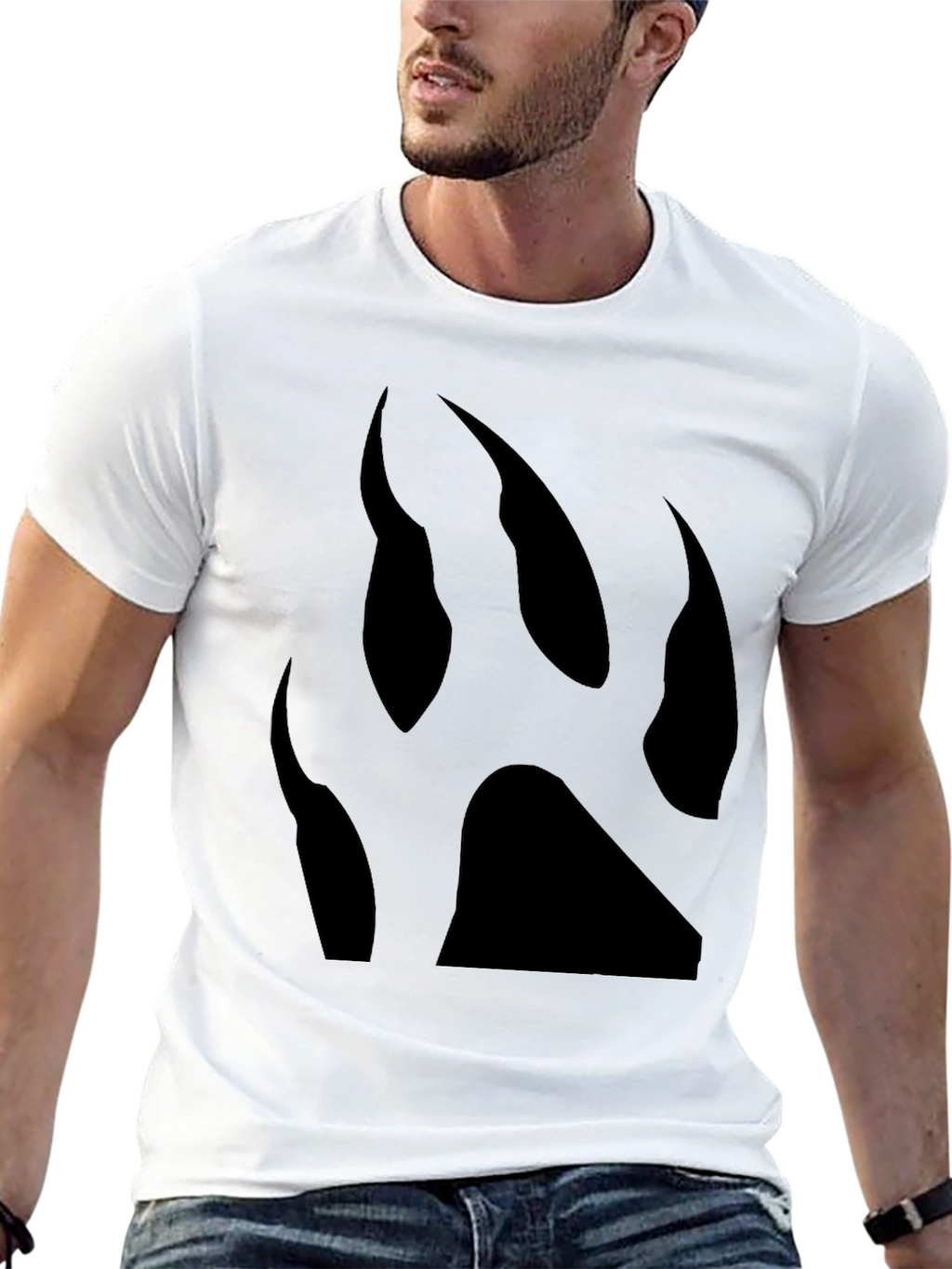 Black T-Shirt with Bear Claw Print
