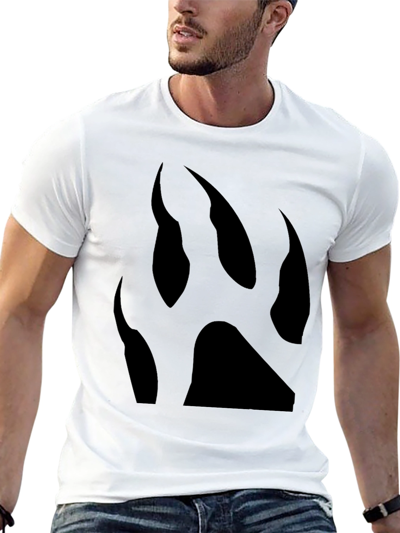 Black T-Shirt with Bear Claw Print
