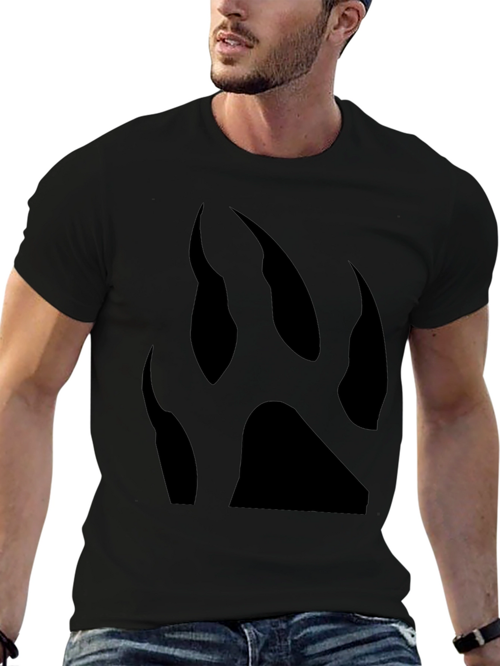 Black T-Shirt with Bear Claw Print