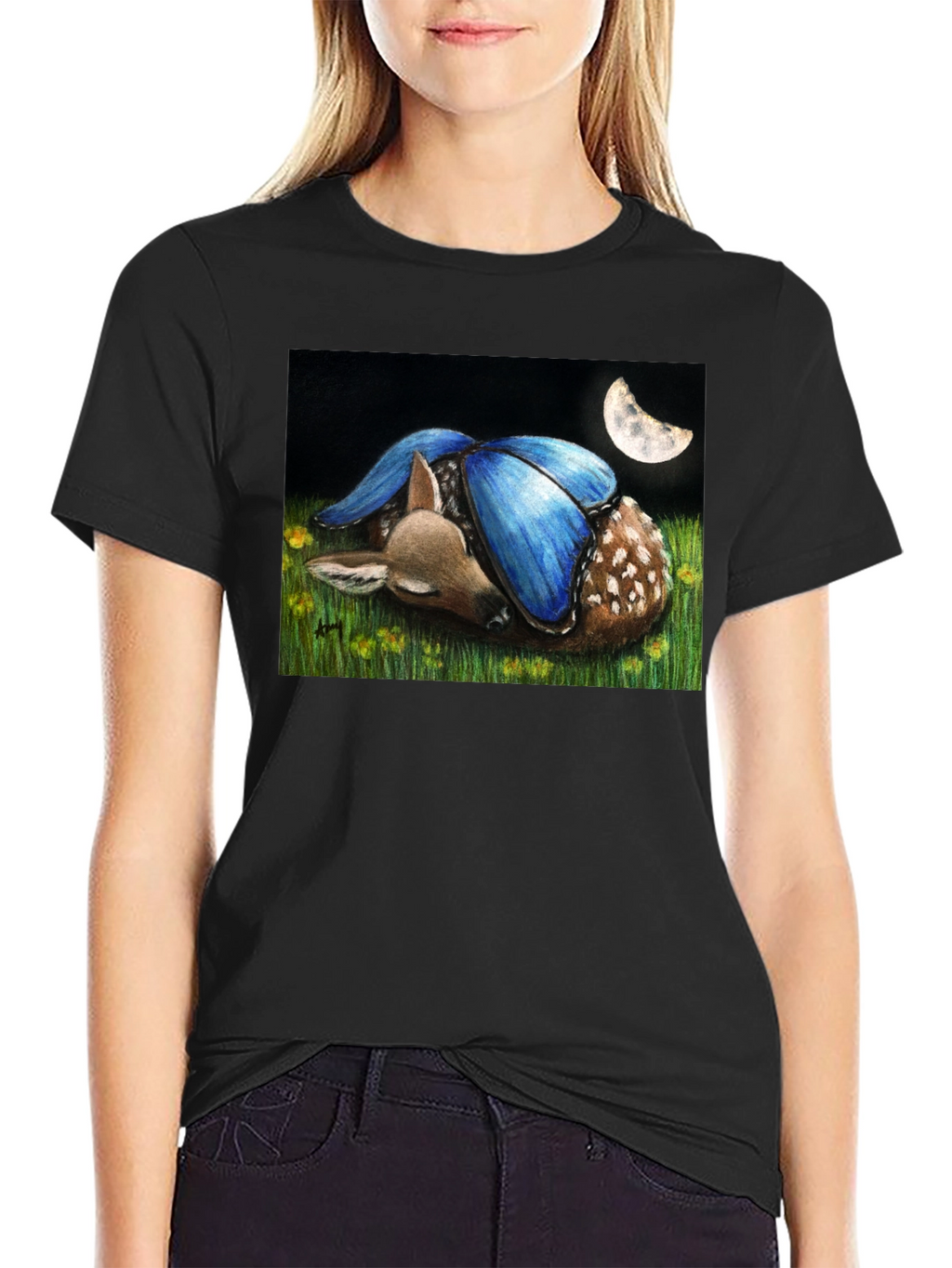 Fawn With Butterfly Wings Graphic Tee