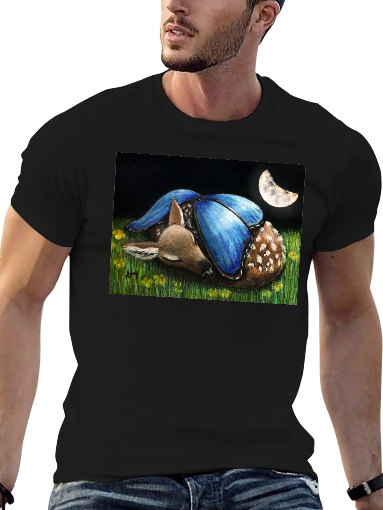 Fawn With Butterfly Wings Graphic Tee