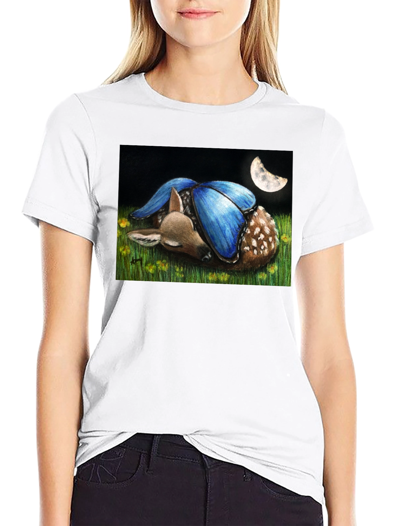 Fawn With Butterfly Wings Graphic Tee