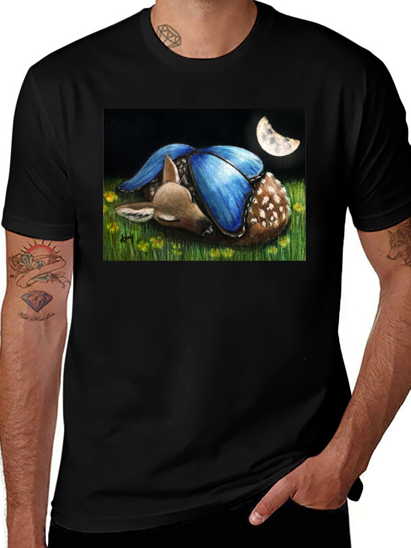 Fawn With Butterfly Wings Graphic Tee