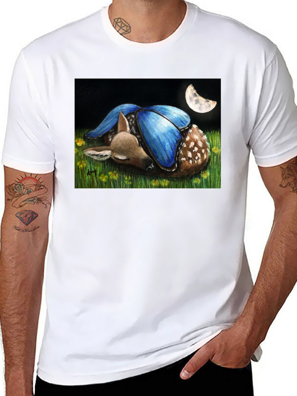 Fawn With Butterfly Wings Graphic Tee
