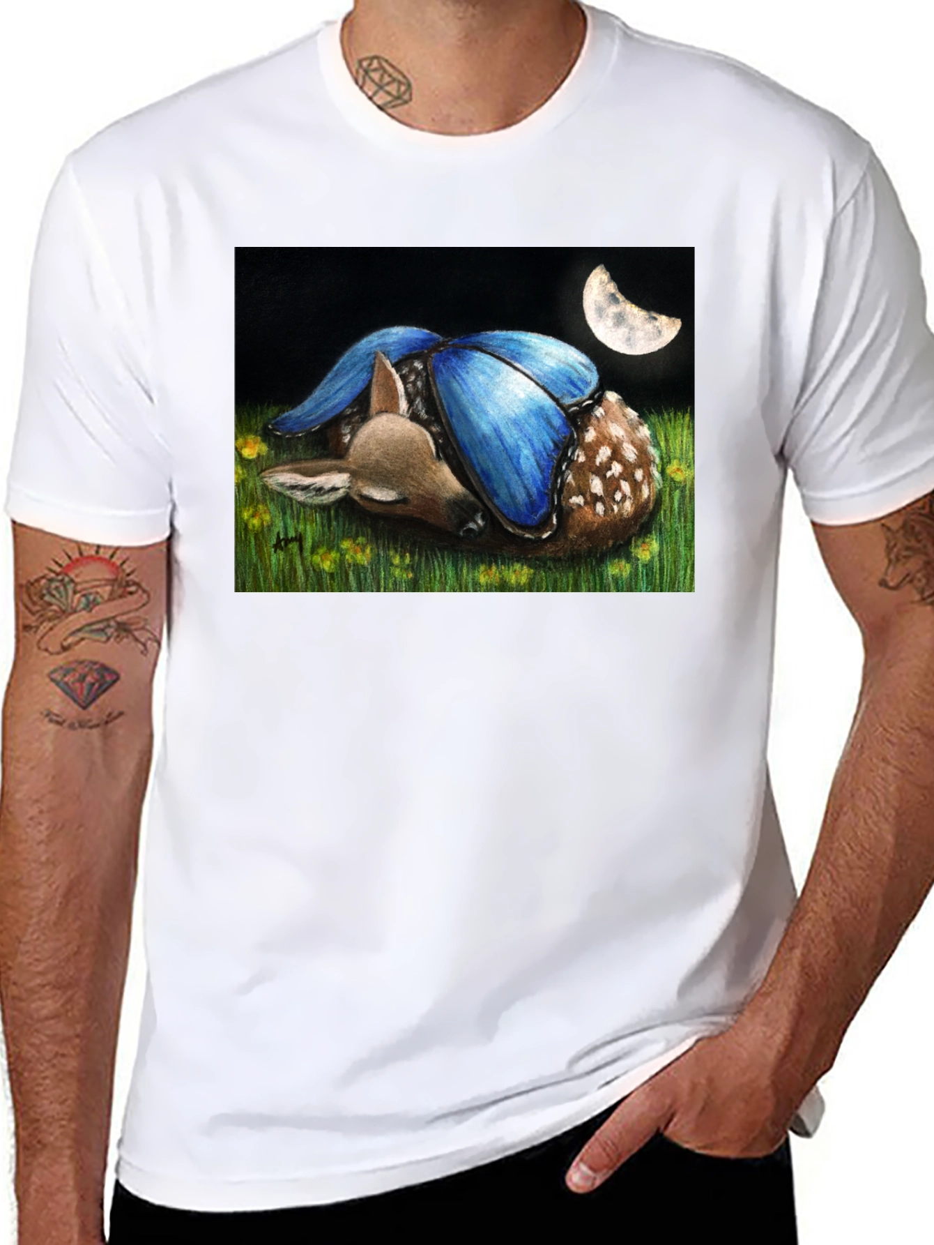 Fawn With Butterfly Wings Graphic Tee