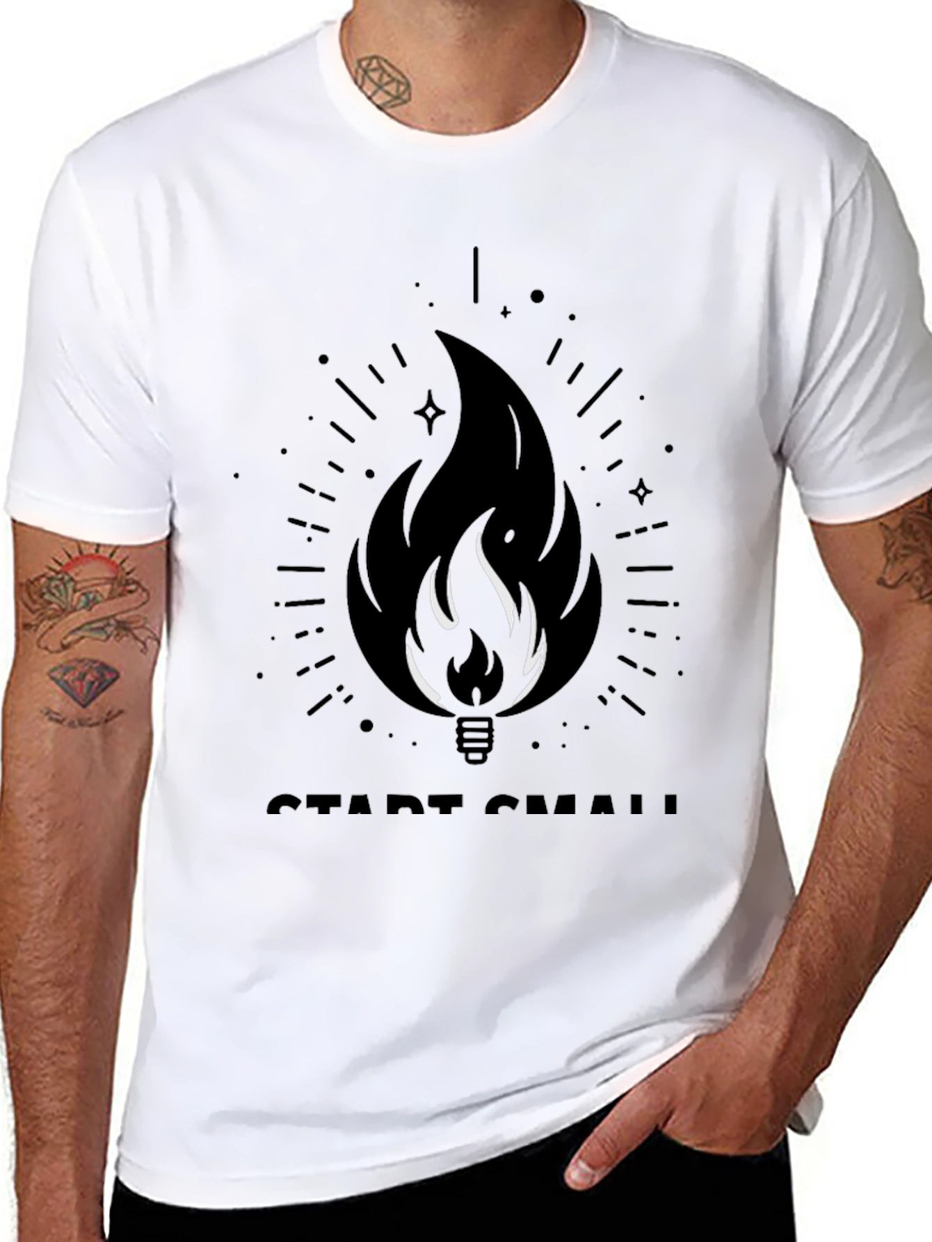 Start Small Flame Graphic Black T-Shirt