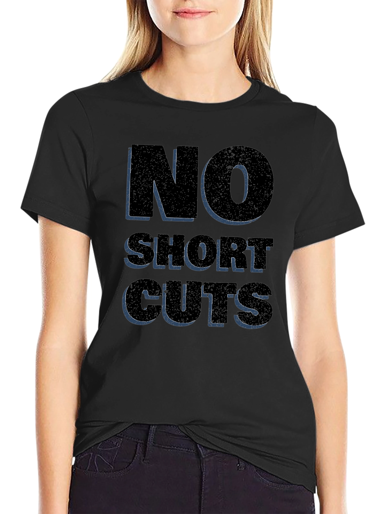 No Shortcuts Graphic Tee - Black Casual T-Shirt