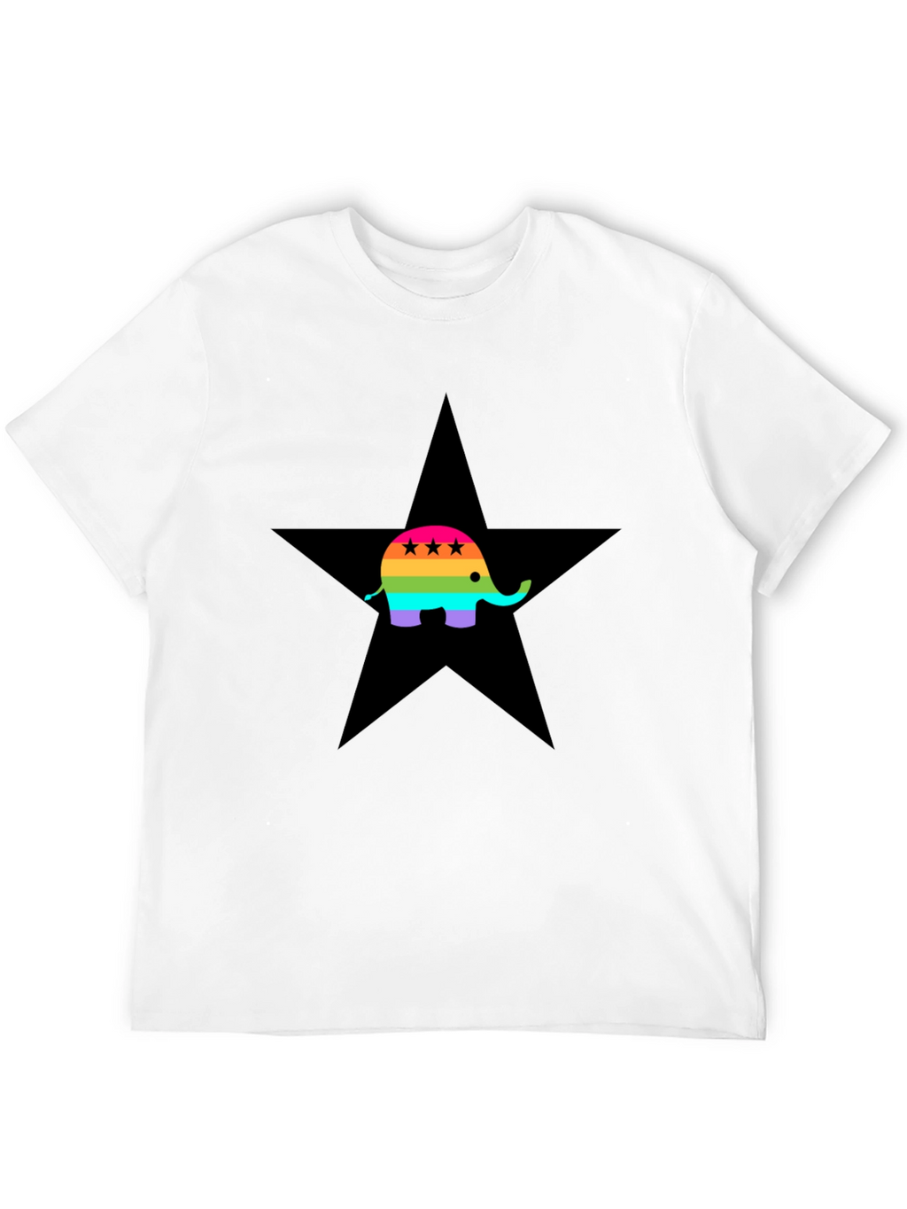 Rainbow Elephant Black Star T-Shirt
