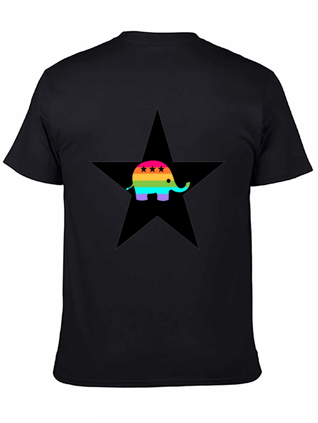 Rainbow Elephant Black Star T-Shirt