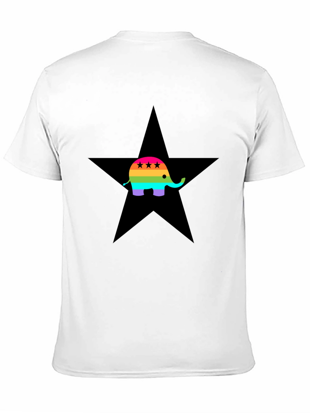 Rainbow Elephant Black Star T-Shirt