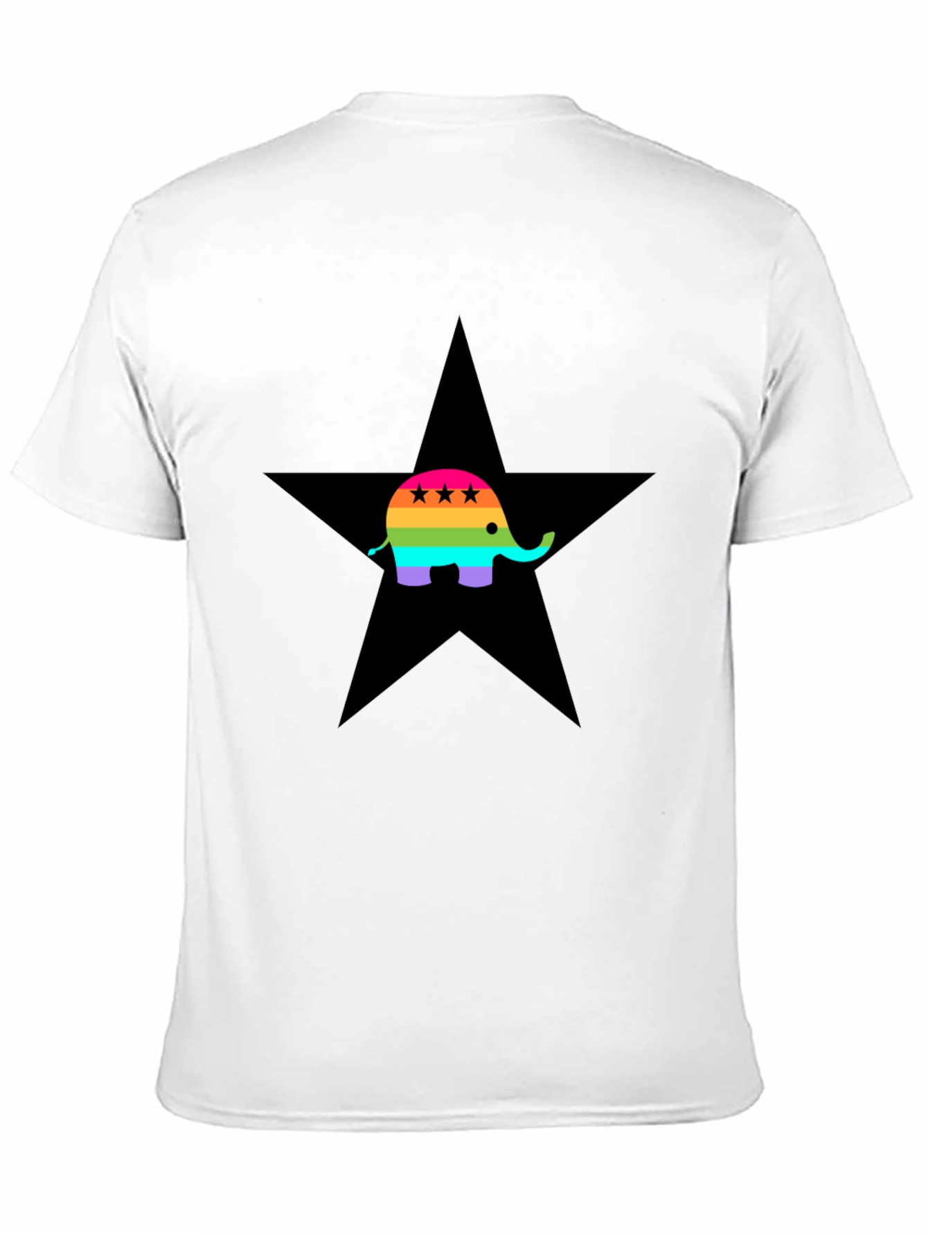 Rainbow Elephant Black Star T-Shirt