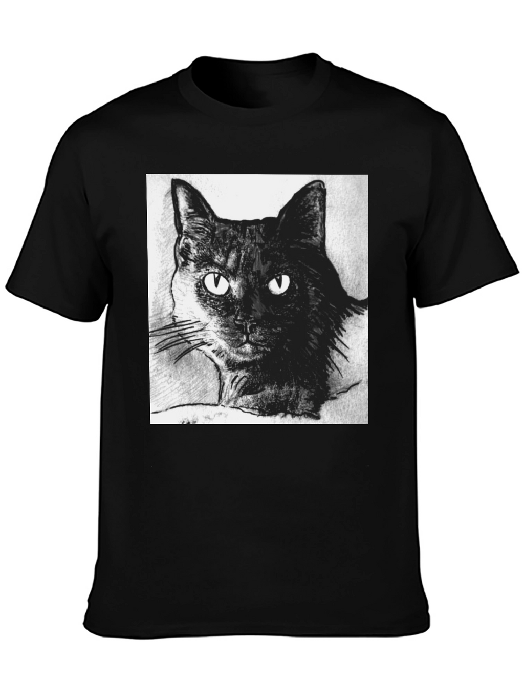 Black Cat Portrait Graphic T-Shirt