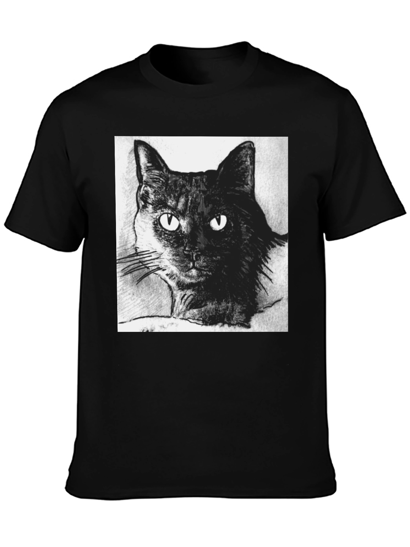 Black Cat Portrait Graphic T-Shirt