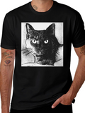 Black Cat Portrait Graphic T-Shirt