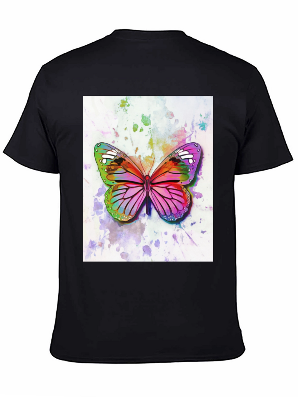 Watercolor Butterfly Black T-Shirt
