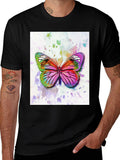 Watercolor Butterfly Black T-Shirt
