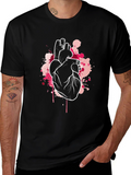 Anatomical Heart Graphic Tee - Black Crew Neck T-Shirt