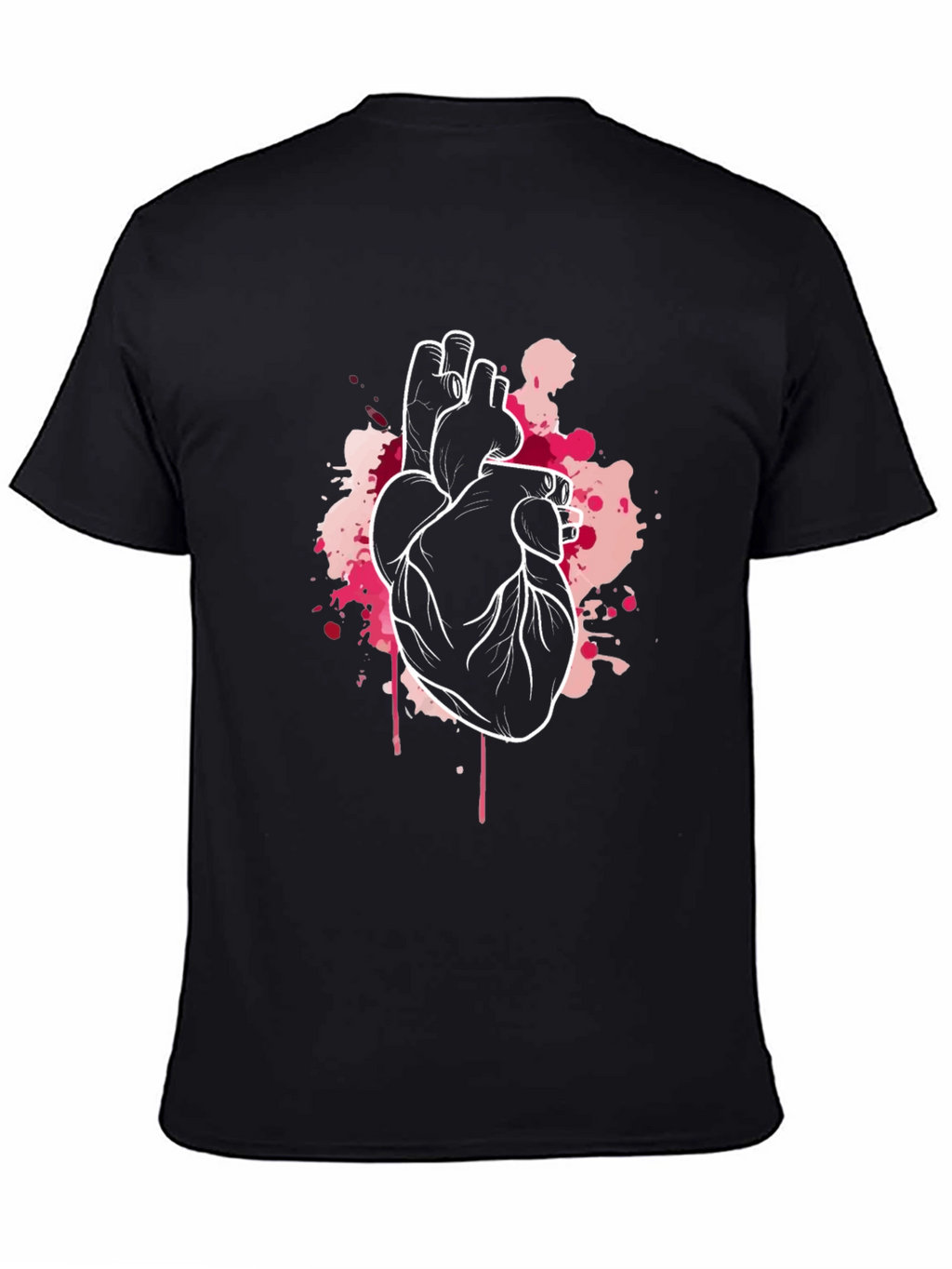 Anatomical Heart Graphic Tee - Black Crew Neck T-Shirt