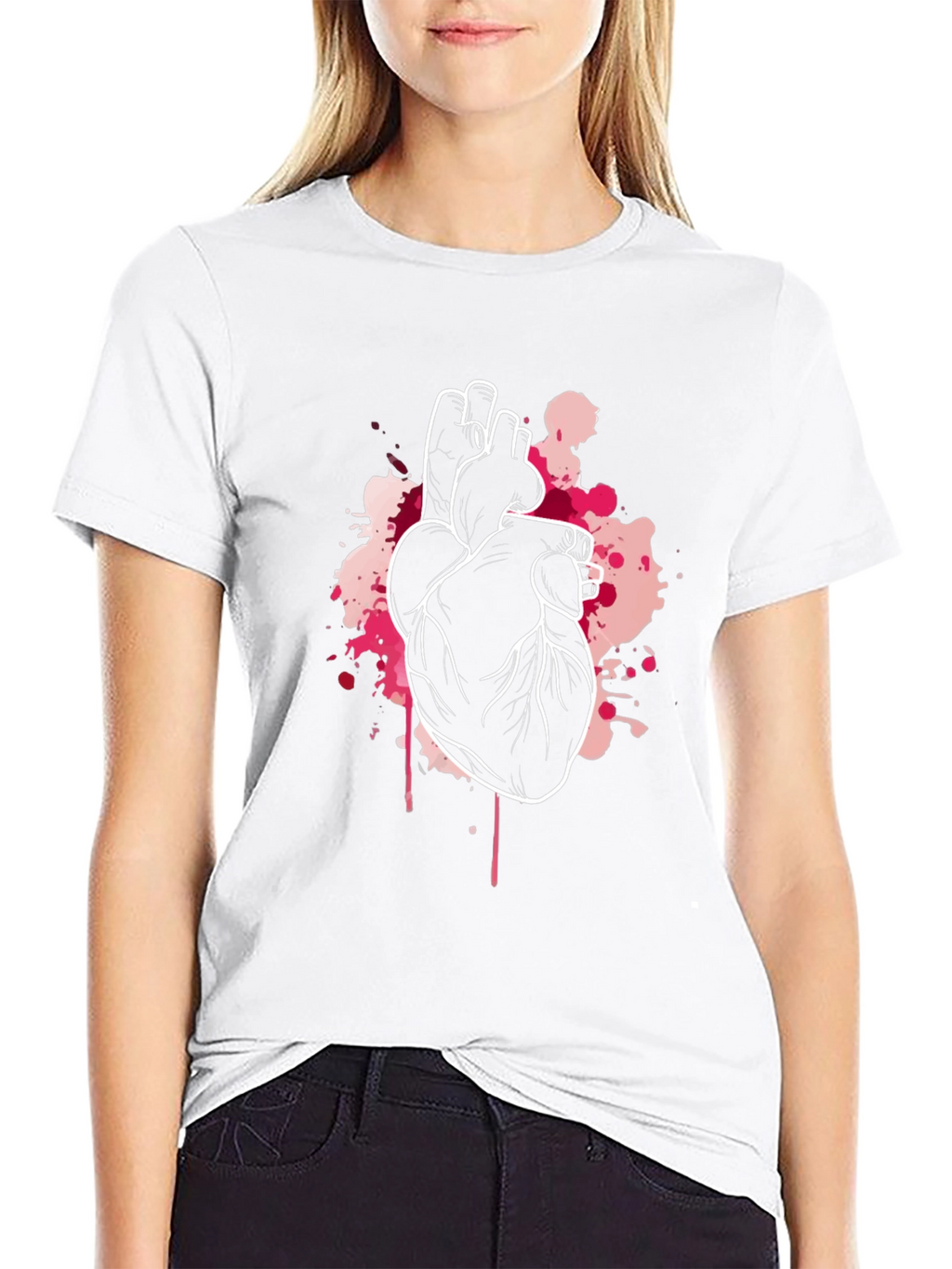 Anatomical Heart Graphic Tee - Black Crew Neck T-Shirt